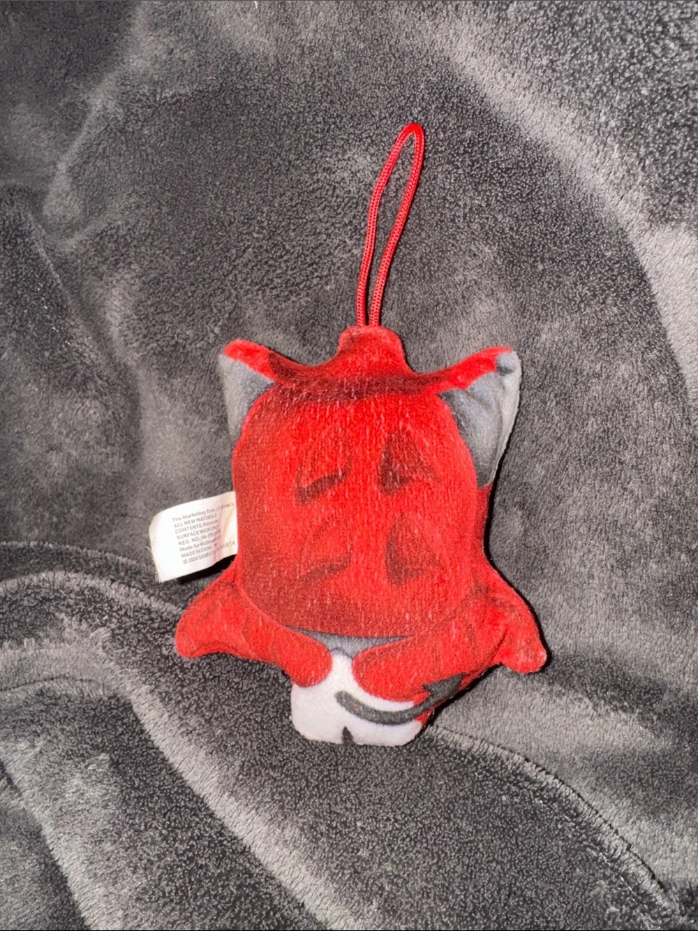 Sanrio Kuromi Plush Keychain in Red, White, Gray and Blue. Collectible ornament!